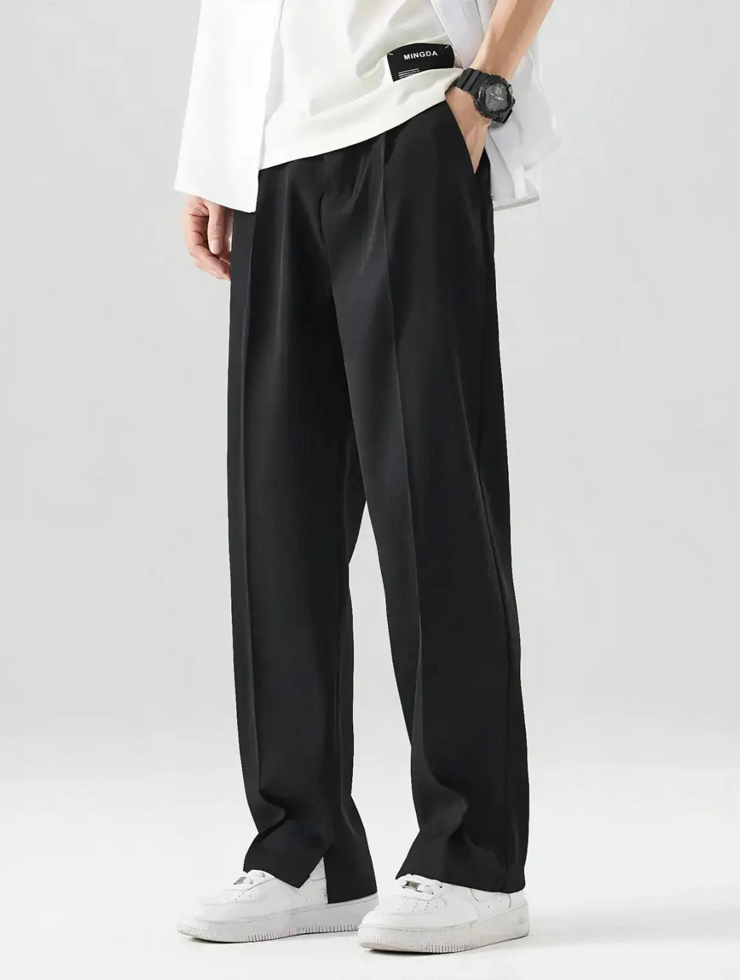 AVORIO™ | BLACK STRAIGHT LEG TROUSERS