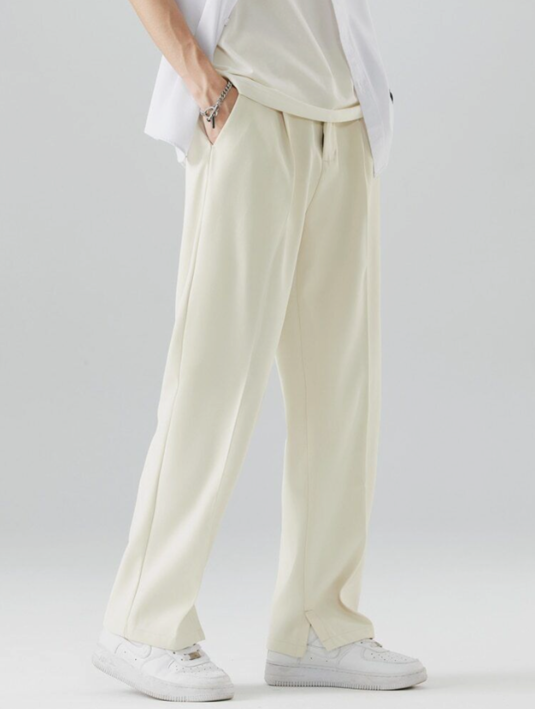 AVORIO™ | LIGHT BEIGE STRAIGHT LEG TROUSERS