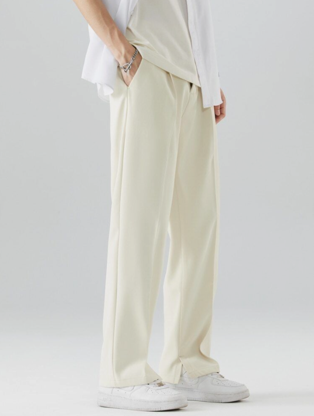 AVORIO™ | LIGHT BEIGE STRAIGHT LEG TROUSERS