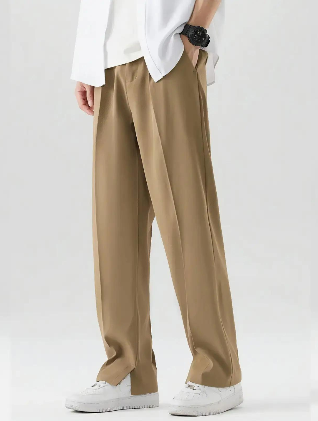 AVORIO™ | KHAKI STRAIGHT LEG TROUSERS