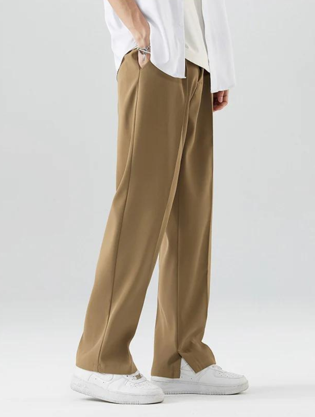 AVORIO™ | KHAKI STRAIGHT LEG TROUSERS